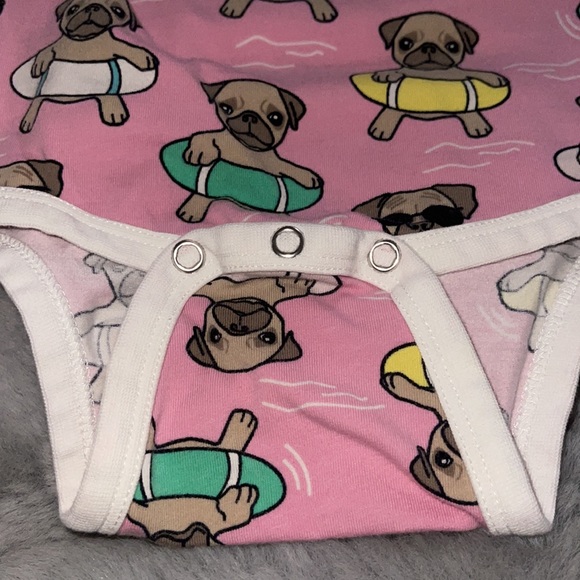 Villervalla Organic Bodysuit PUGS Sz 74/ 6/12M Swimming Rings - Picture 3 of 4